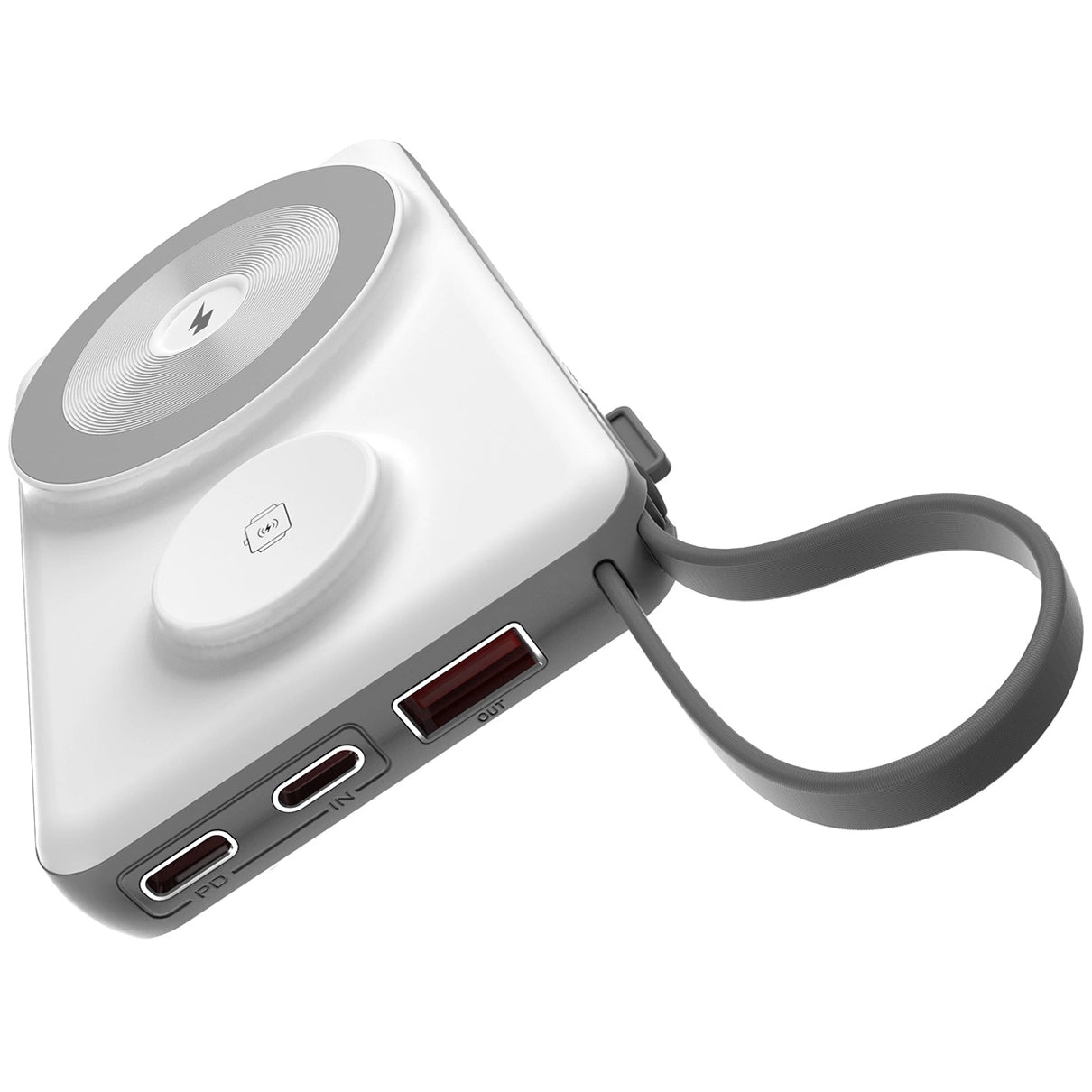 Vanjska baterija Wireless Choetech B695, 10000mAh, 20W, QC + PD + FQI, 1 x Lightning - 1 x USB-A - 2 x QI - 2 x USB-C, Bijela