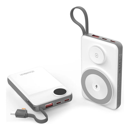 Vanjska baterija Wireless Choetech B695, 10000mAh, 20W, QC + PD + FQI, 1 x Lightning - 1 x USB-A - 2 x QI - 2 x USB-C, Bijela