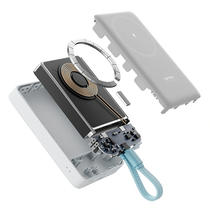 Bežična vanjska baterija Cuktech CP132ML, 10000mAh, 22.5W, PD + QI, 2 x USB-C, Bijela