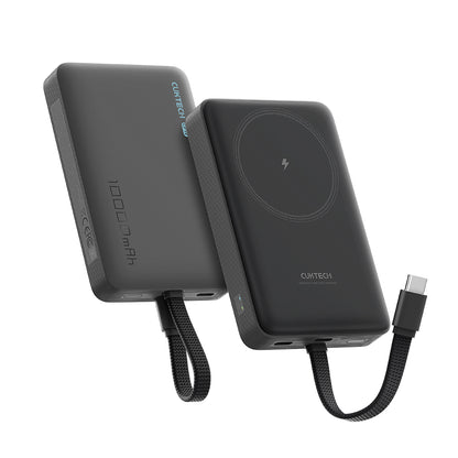 Bežična vanjska baterija Cuktech WPB100L, 10000mAh, 22.5W, PD + FQI, 1 x QI - 2 x USB-C, Crna CKWPB100LGLBK