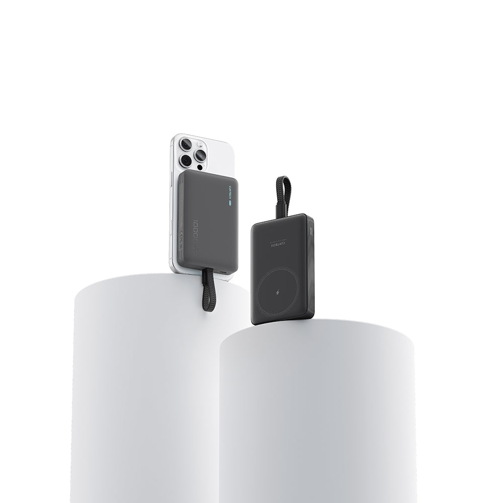 Bežična vanjska baterija Cuktech WPB100L, 10000mAh, 22.5W, PD + FQI, 1 x QI - 2 x USB-C, Crna CKWPB100LGLBK