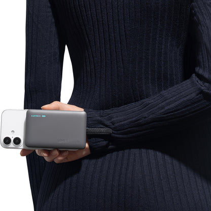 Bežična vanjska baterija Cuktech WPB100L, 10000mAh, 22.5W, PD + FQI, 1 x QI - 2 x USB-C, Crna CKWPB100LGLBK