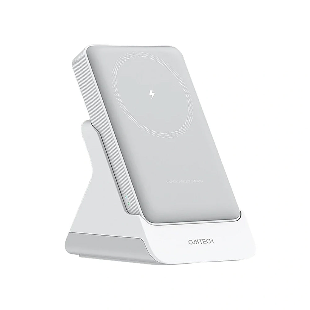Bežična vanjska baterija Cuktech WPB100N, 10000mAh, 20W, PD + FQI, 1 x QI - 1 x USB-C, Bijela CKWPB100NGLGR