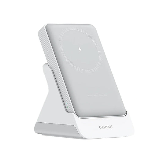 Bežična vanjska baterija Cuktech WPB100N, 10000mAh, 20W, PD + FQI, 1 x QI - 1 x USB-C, Bijela CKWPB100NGLGR