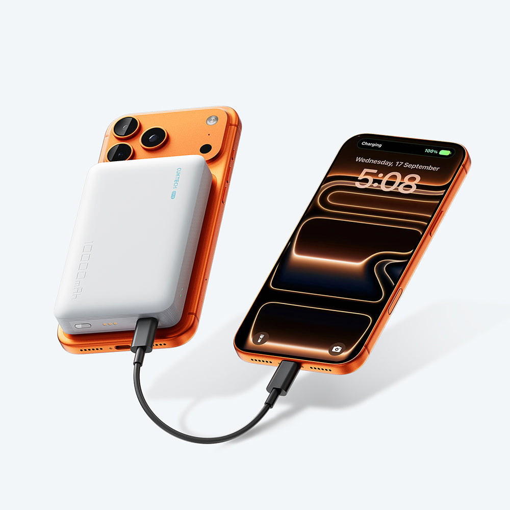 Bežična vanjska baterija Cuktech WPB100N, 10000mAh, 20W, PD + FQI, 1 x QI - 1 x USB-C, Bijela CKWPB100NGLGR