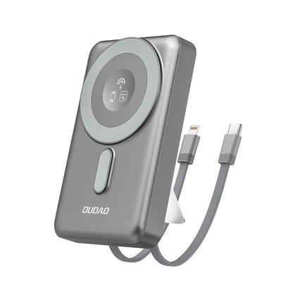 Vanjska baterija Wireless Dudao K29, 10000mAh, 20W, PD + FQI, 1 x Lightning - 1 x QI - 1 x USB-C, Siva