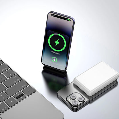 Bežična vanjska baterija Dudao K14S, 5000mAh, 20W, QC + PD + FQI, 1 x QI - 1 x USB-A - 1 x USB-C, Bijela