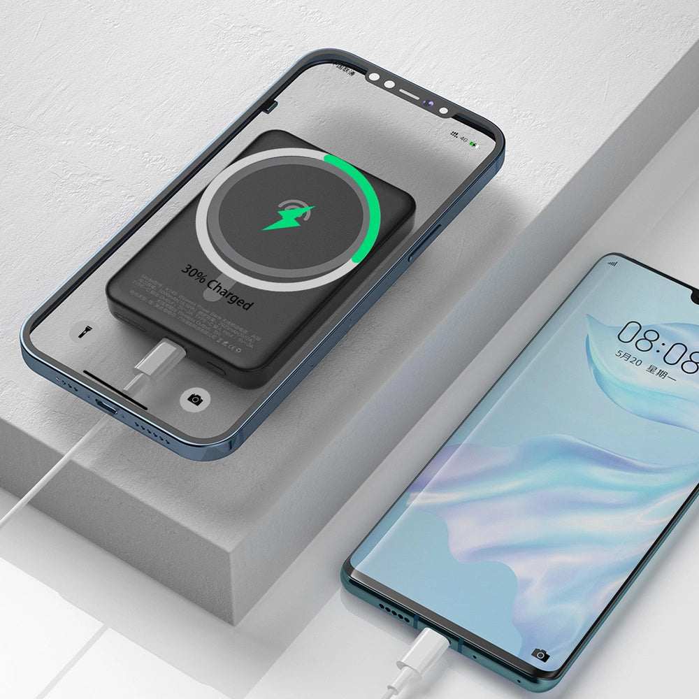 Vanjska bežična baterija Dudao K14S, 5000mAh, 10W, PD + QI, 1 x QI - 1 x USB-C, Crna