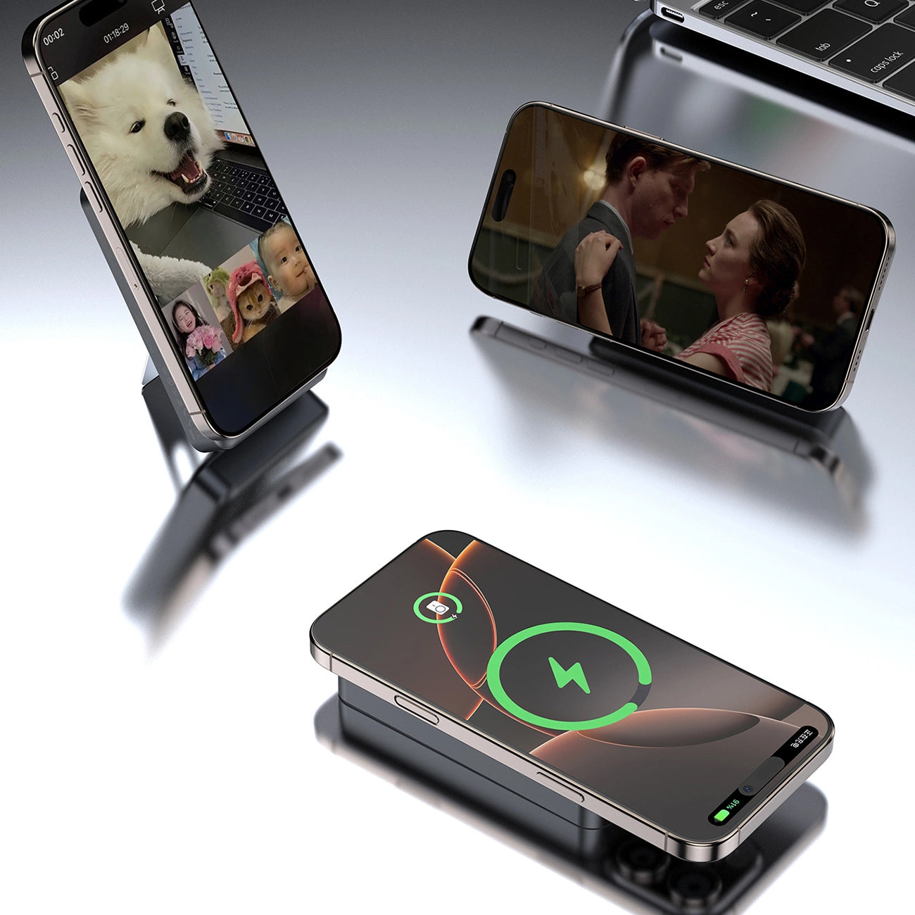 Vanjska baterija Wireless Dudao K29, 10000mAh, 20W, PD + FQI, 1 x Lightning - 1 x QI - 1 x USB-C, Siva