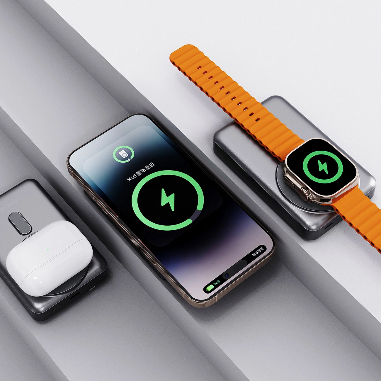 Vanjska baterija Wireless Dudao K29, 10000mAh, 20W, PD + FQI, 1 x Lightning - 1 x QI - 1 x USB-C, Siva