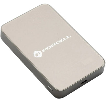 Vanjska bežična baterija Forcell F5K8, 5000mAh, 15W, PD + FQI, 1 x QI - 1 x USB-C, Zlatna