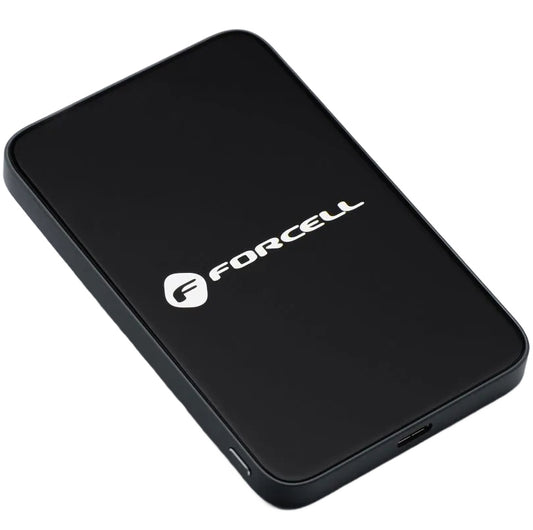 Vanjska bežična baterija Forcell F5K8, 5000mAh, 15W, PD + FQI, 1 x QI - 1 x USB-C, Crna