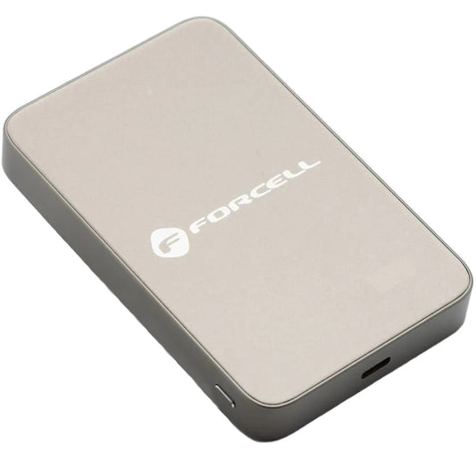 Vanjska bežična baterija Forcell F10K8, 10000mAh, 15W, PD + FQI, 1 x QI - 1 x USB-C, Zlatna