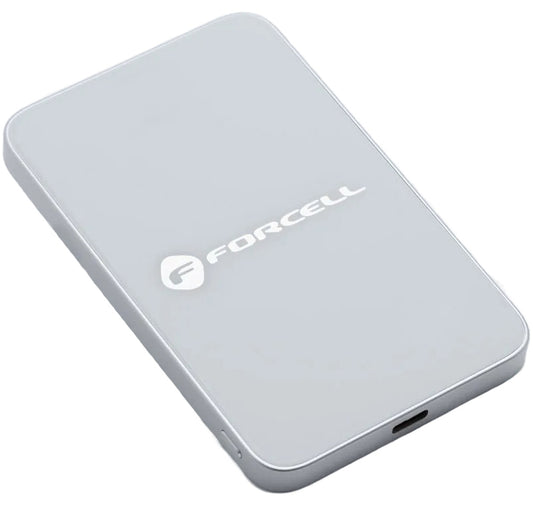 Vanjska bežična baterija Forcell F5K8, 5000mAh, 15W, PD + FQI, 1 x QI - 1 x USB-C, Bijela