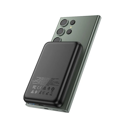 Vanjska bežična baterija HOCO J141, 10000mAh, 20W, PD + FQI, 1 x QI - 1 x USB-C, Crna