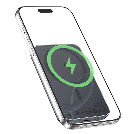 Bežična vanjska baterija HOCO J160, 5000mAh, 10W, 1 x QI - 1 x USB-C, Siva