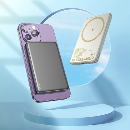 Bežična vanjska baterija HOCO Q26, 5000mAh, 20W, PD + FQI, 1 x QI - 1 x USB-C, Narančasta