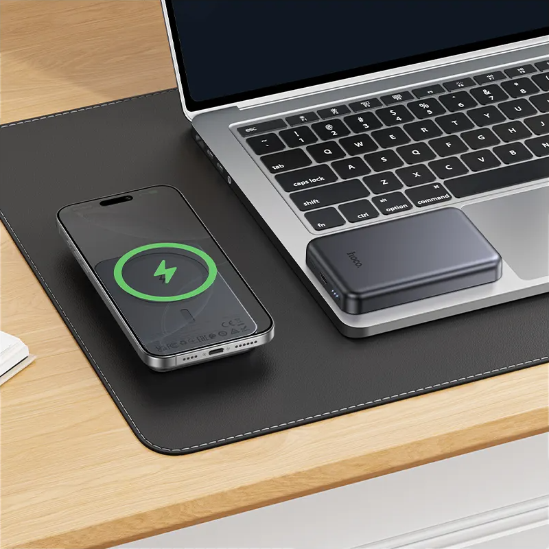 Bežična vanjska baterija HOCO J160, 5000mAh, 10W, 1 x QI - 1 x USB-C, Siva