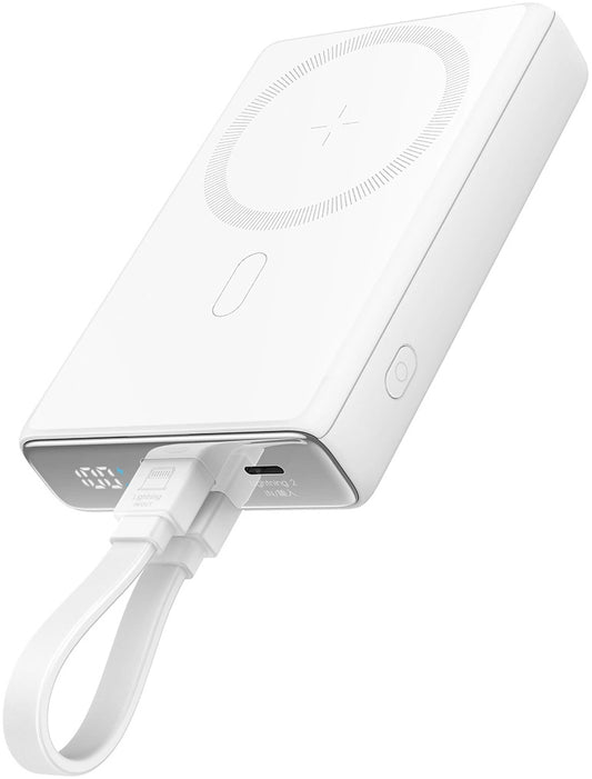 Vanjska bežična baterija Joyroom JR-PBM01, 10000mAh, 20W, QC + PD + FQI, 1 x Lightning - 1 x QI - 1 x USB-C, Bijela