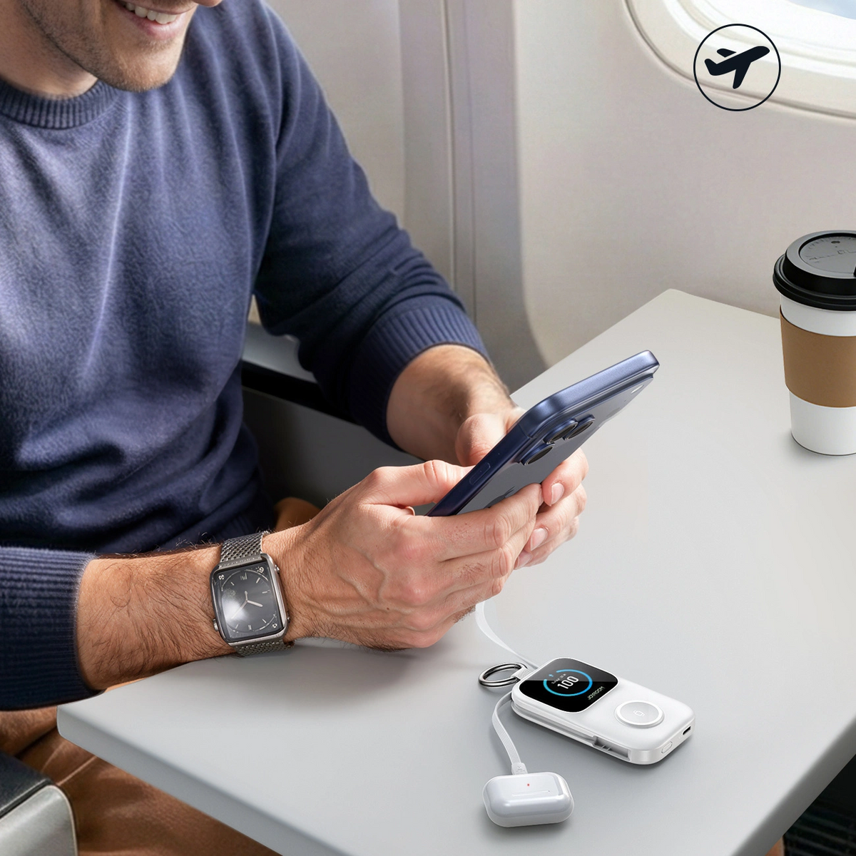 Bežična vanjska baterija Joyroom JR-W19, 5000mAh, 20W, QC + PD, 1 x Lightning - 1 x QI - 2 x USB-C, Bijela