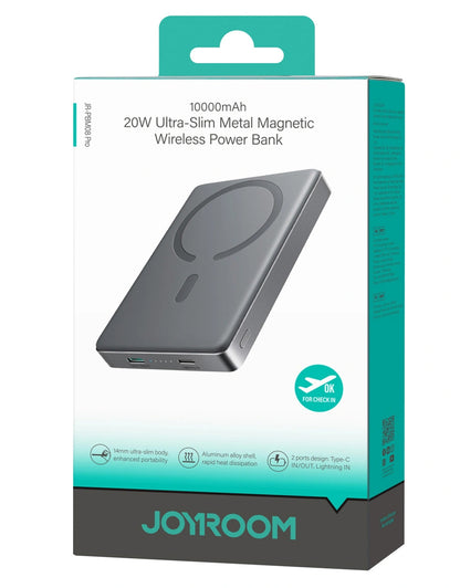 Bežična vanjska baterija Joyroom JR-PBM08 Pro, 10000mAh, 22.5W, PD + FQI, 1 x QI - 2 x USB-C, Siva