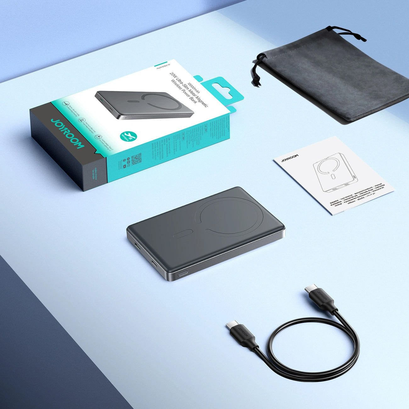 Bežična vanjska baterija Joyroom JR-PBM08 Pro, 10000mAh, 22.5W, PD + FQI, 1 x QI - 2 x USB-C, Siva