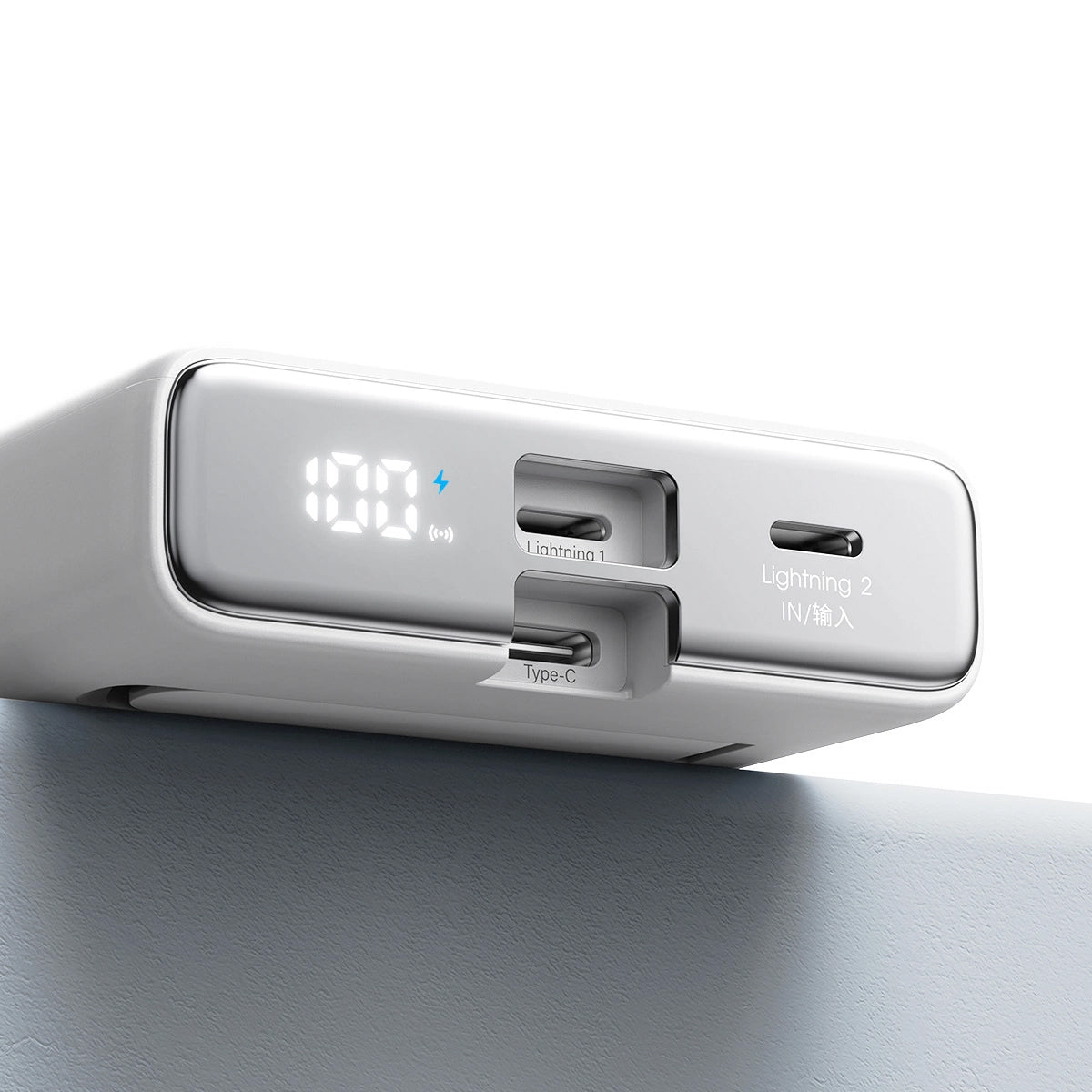 Vanjska bežična baterija Joyroom JR-PBM01, 10000mAh, 20W, QC + PD + FQI, 1 x Lightning - 1 x QI - 1 x USB-C, Bijela