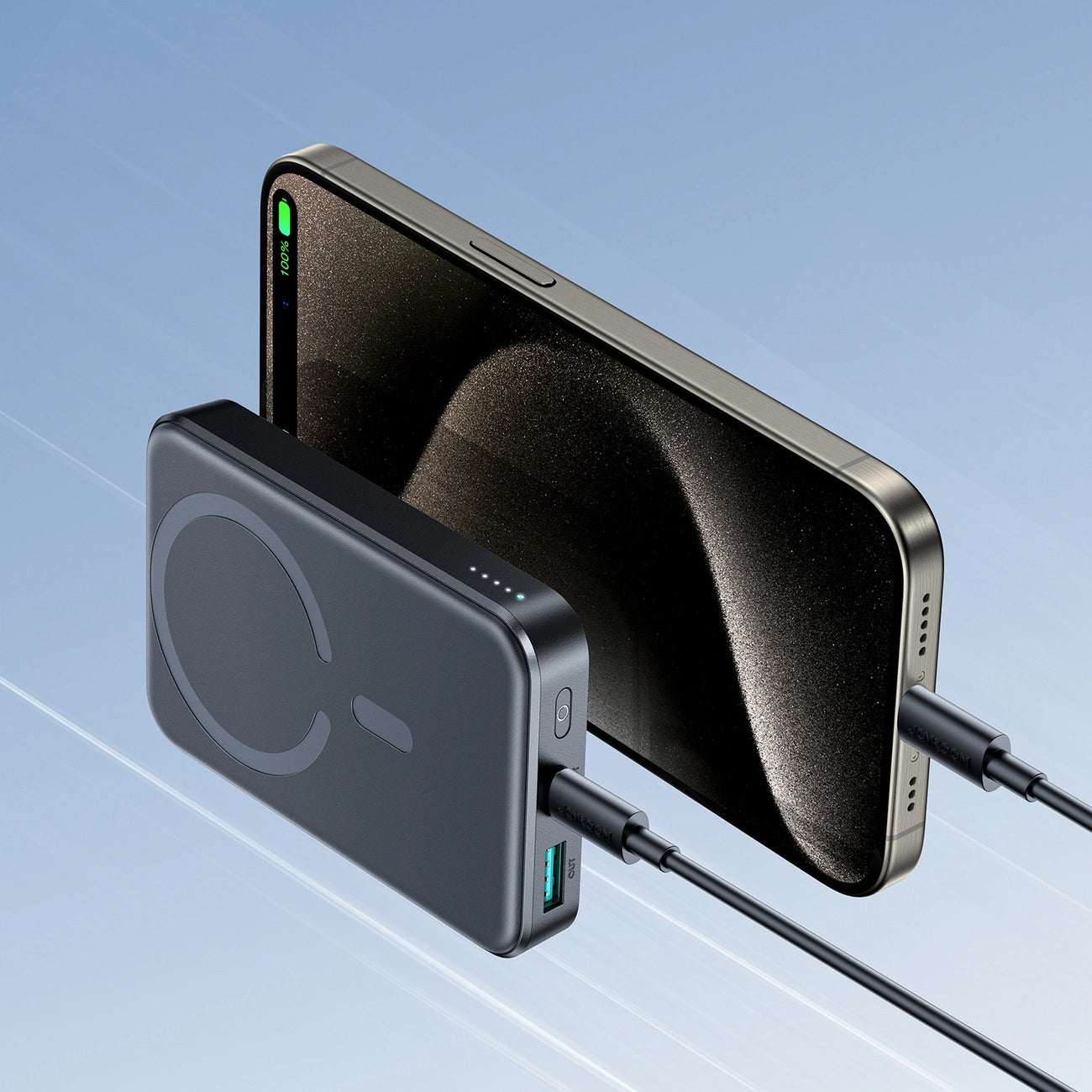 Vanjska bežična baterija Joyroom JR-W020, 10000mAh, 20W, QC + PD + FQI, 1 x QI - 1 x USB-A - 1 x USB-C, Crna