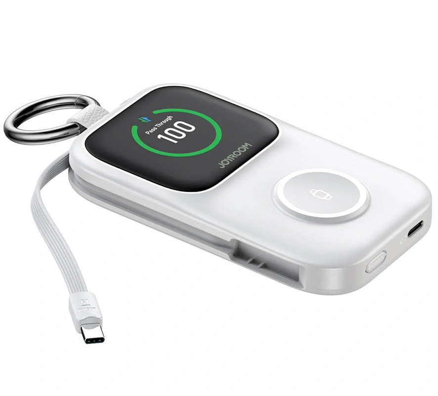 Bežična vanjska baterija Joyroom JR-W19, 5000mAh, 20W, QC + PD, 1 x Lightning - 1 x QI - 2 x USB-C, Bijela