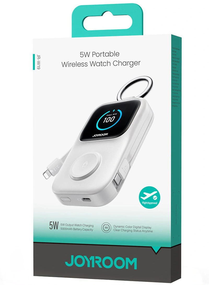 Bežična vanjska baterija Joyroom JR-W19, 5000mAh, 20W, QC + PD, 1 x Lightning - 1 x QI - 2 x USB-C, Bijela