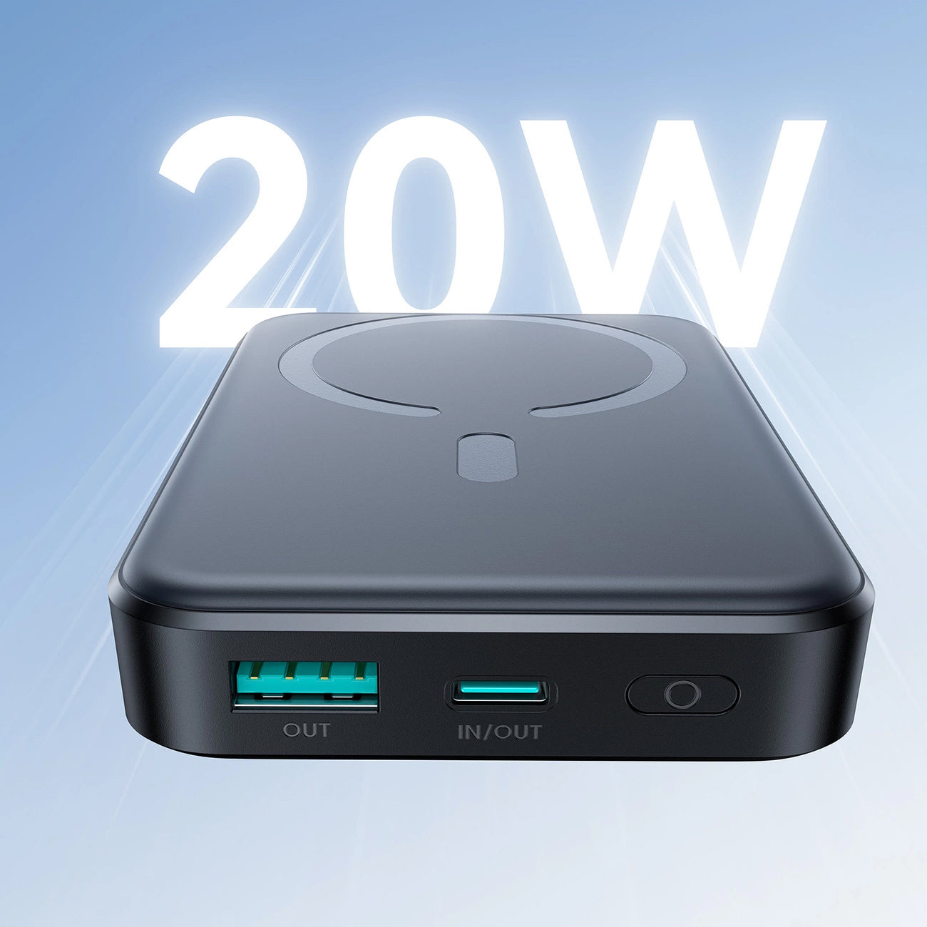 Vanjska bežična baterija Joyroom JR-W020, 10000mAh, 20W, QC + PD + FQI, 1 x QI - 1 x USB-A - 1 x USB-C, Crna