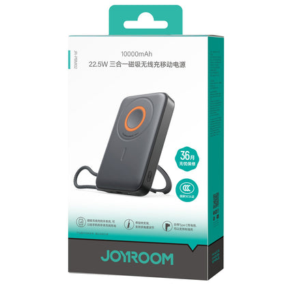 Vanjska bežična baterija Joyroom JR-PBM02, 10000mAh, 22.5W, PD + FQI, 1 x QI - 2 x USB-C, Crna