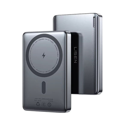 Bežična vanjska baterija Lisen L601 Pro, 10000mAh, 27W, PD + FQI, 1 x QI - 1 x USB-C, Siva YL0325100009