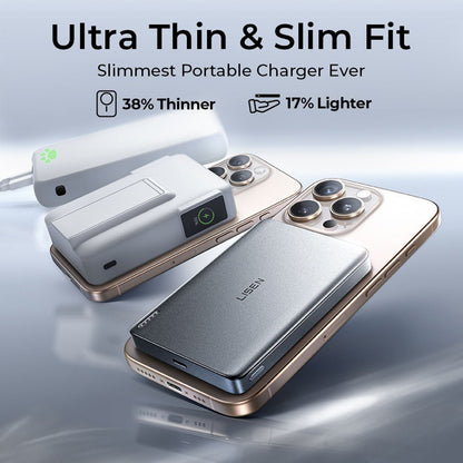 Bežična vanjska baterija Lisen L601 Pro, 10000mAh, 27W, PD + FQI, 1 x QI - 1 x USB-C, Siva YL0325100009