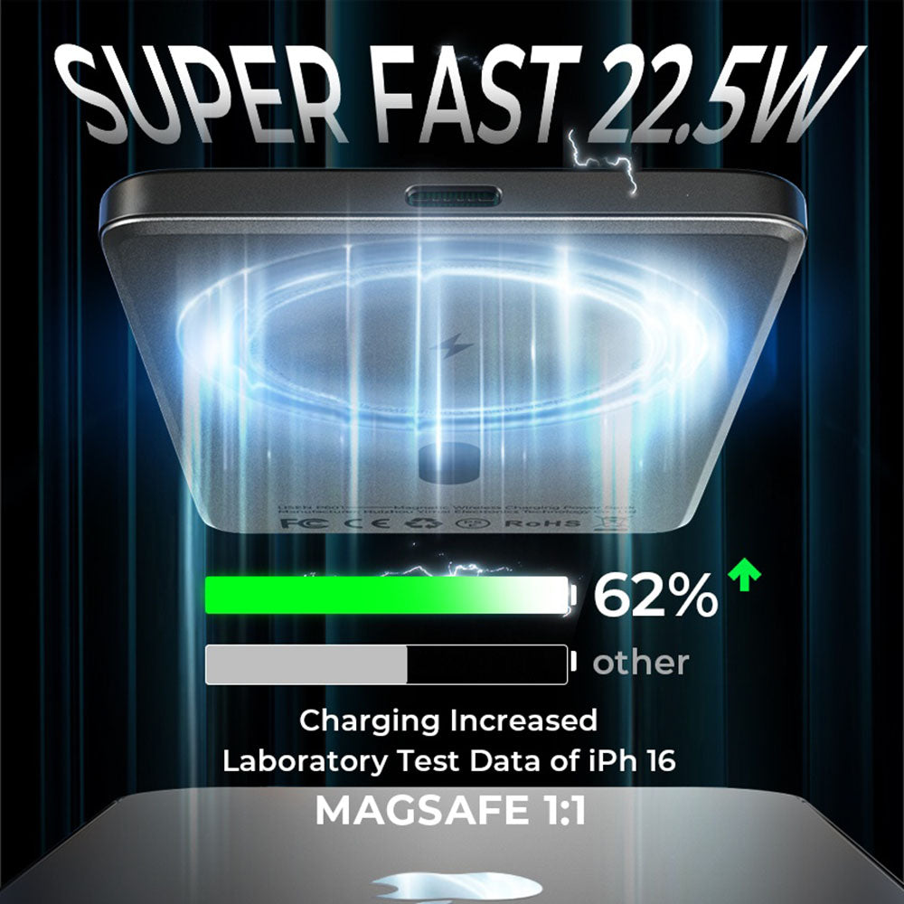 Bežična vanjska baterija Lisen L601 Pro, 10000mAh, 27W, PD + FQI, 1 x QI - 1 x USB-C, Siva YL0325100009