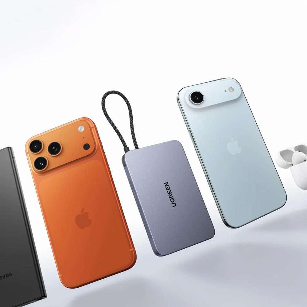 Bežična vanjska baterija UGREEN PB570 (65839B), 10000 mAh, 30 W, PD + FQI, 1 x QI - 2 x USB-C, plava