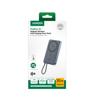 Bežična vanjska baterija UGREEN PB570 (65839B), 10000 mAh, 30 W, PD + FQI, 1 x QI - 2 x USB-C, plava