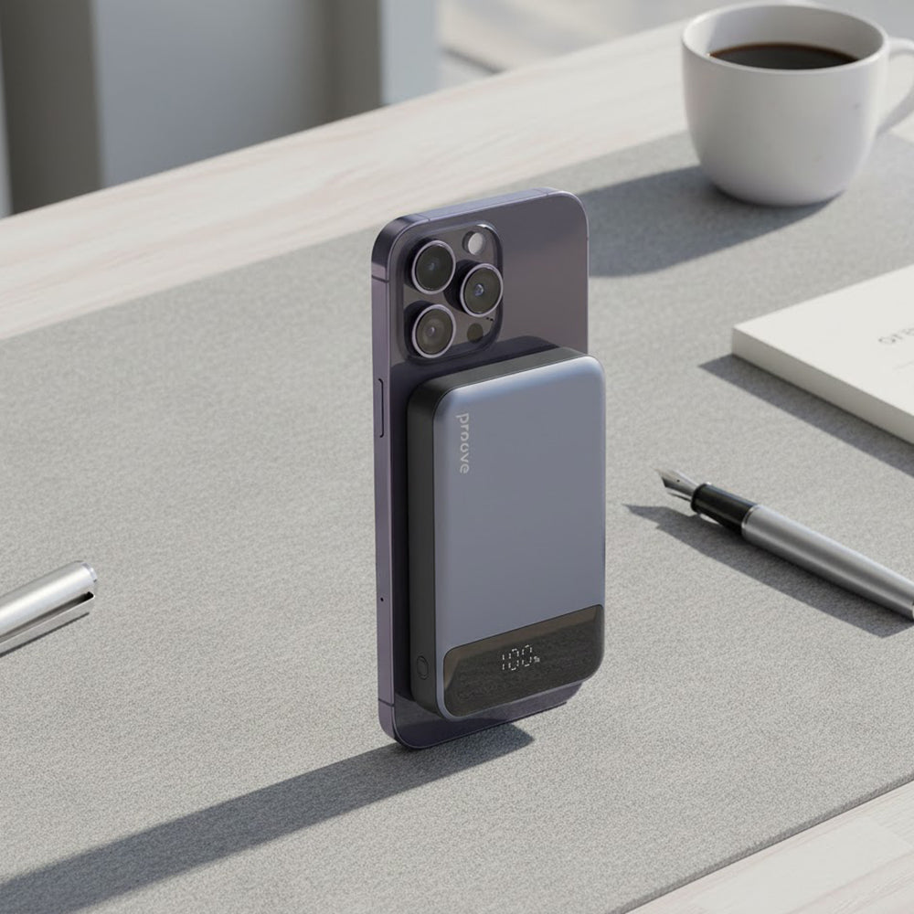 Vanjska baterija Wireless Proove Hoodman, 10000mAh, 20W, PD + FQI, 1 x QI - 1 x USB-C, Siva PBH120010003