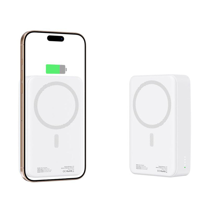 Vanjska baterija Wireless Tech-Protect PB12 LifeMag, 20000mAh, 20W, QC + PD + FQI, 1 x QI - 1 x USB-A - 1 x USB-C, Bijela