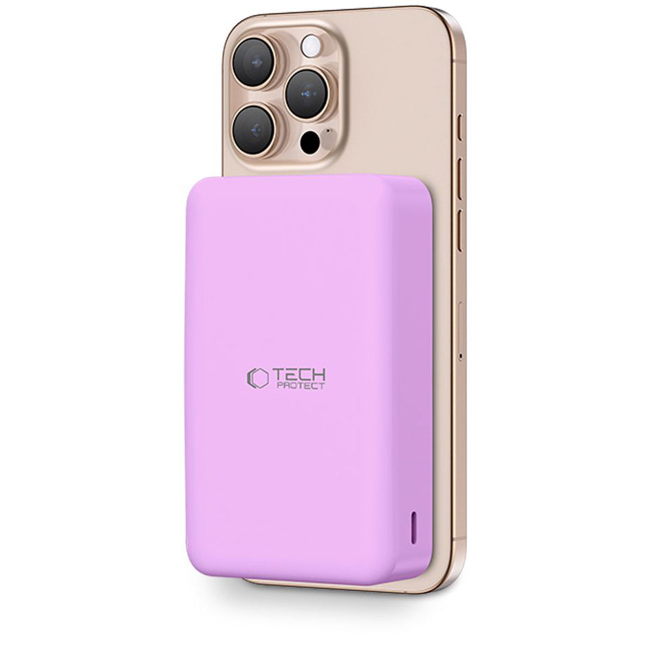 Vanjska baterija Wireless Tech-Protect PB12 LifeMag, 20000mAh, 20W, QC + PD + FQI, 1 x QI - 1 x USB-A - 1 x USB-C, Ljubičasta