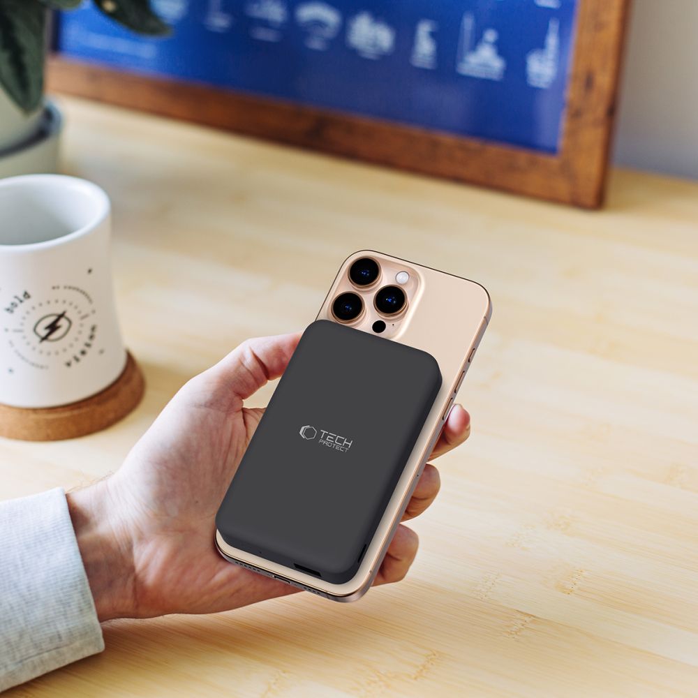 Vanjska baterija Wireless Tech-Protect PB24 LifeMag, 10000mAh, 15W, PD + FQI, 1 x QI - 1 x USB-A - 1 x USB-C, Crna