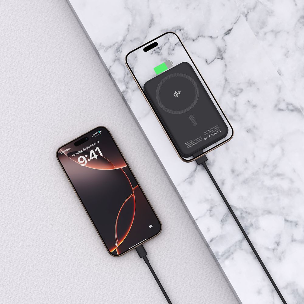 Vanjska baterija Wireless Tech-Protect PB24 LifeMag, 10000mAh, 15W, PD + FQI, 1 x QI - 1 x USB-A - 1 x USB-C, Crna