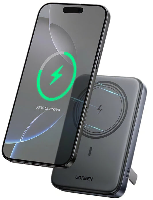 Vanjska bežična baterija UGREEN PB562, 10000mAh, 20W, PD + FQI, 1 x QI - 1 x USB-C, Crna
