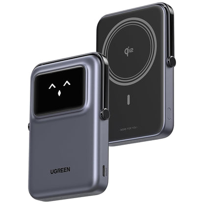 Vanjska bežična baterija UGREEN PB764 Uno, 10000mAh, 20W, PD + FQI, 1 x QI - 1 x USB-C, Siva