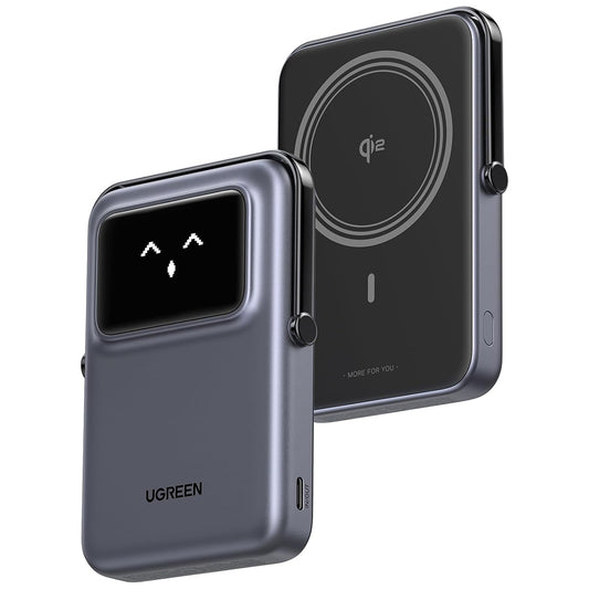 Vanjska bežična baterija UGREEN PB764 Uno, 10000mAh, 20W, PD + FQI, 1 x QI - 1 x USB-C, Siva