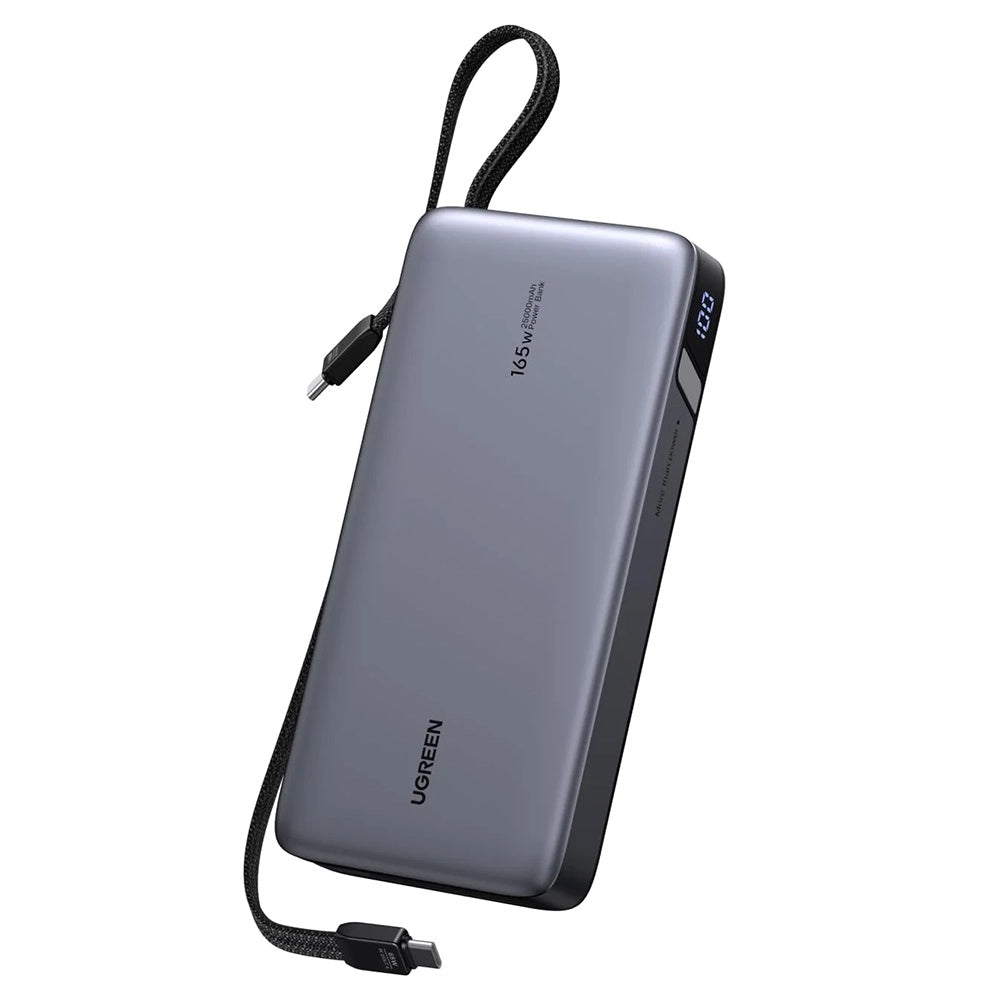 Vanjska baterija UGREEN PB726 (55995B), 25000mAh, 165W, QC + PD, 1 x USB-A - 3 x USB-C, Siva