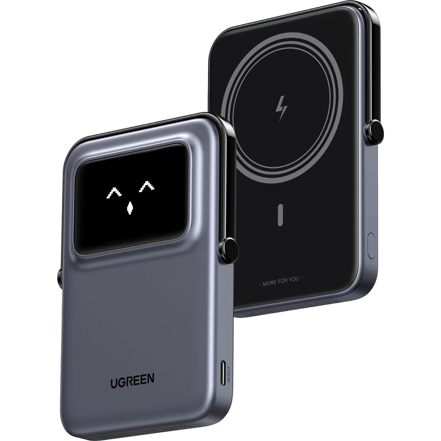 Vanjska bežična baterija UGREEN PB571 Uno, 5000mAh, 20W, PD + FQI, 1 x QI - 1 x USB-C, Siva