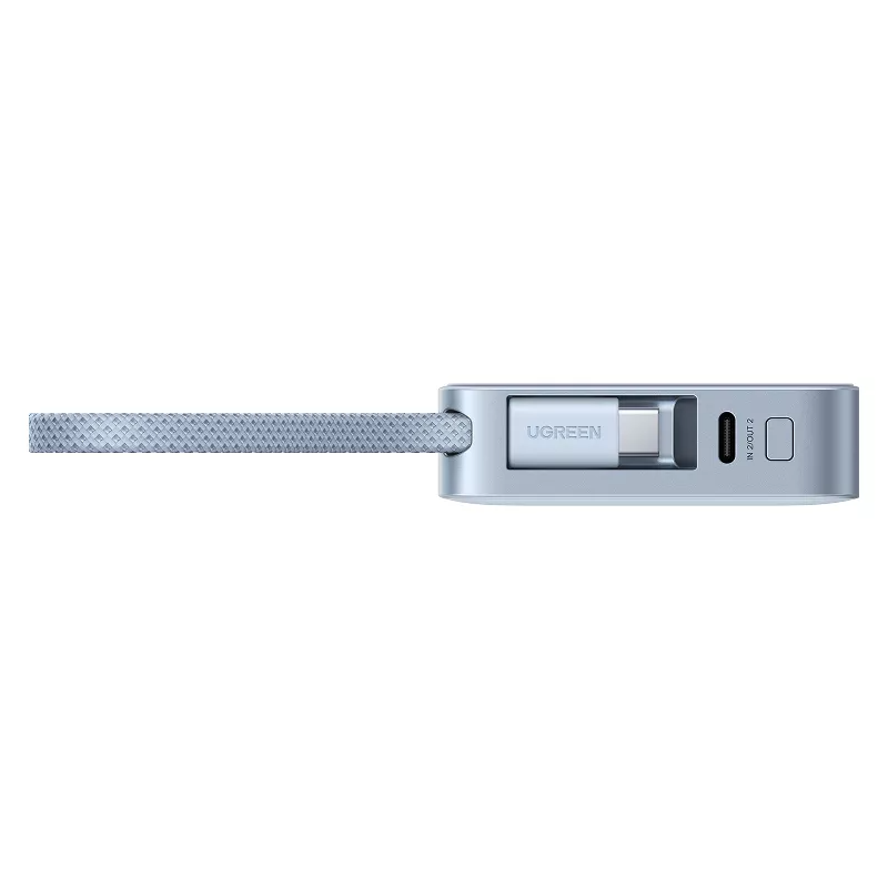 Bežična vanjska baterija UGREEN MagFlow PB773 (65958), 10000mAh, 25W, PD + FQI, 1 x QI - 2 x USB-C, Plava