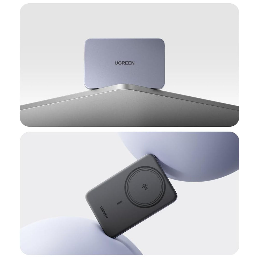 Bežična vanjska baterija UGREEN PB580 (75984B), 5000mAh, 15W, PD + FQI, 1 x QI - 1 x USB-C, Siva