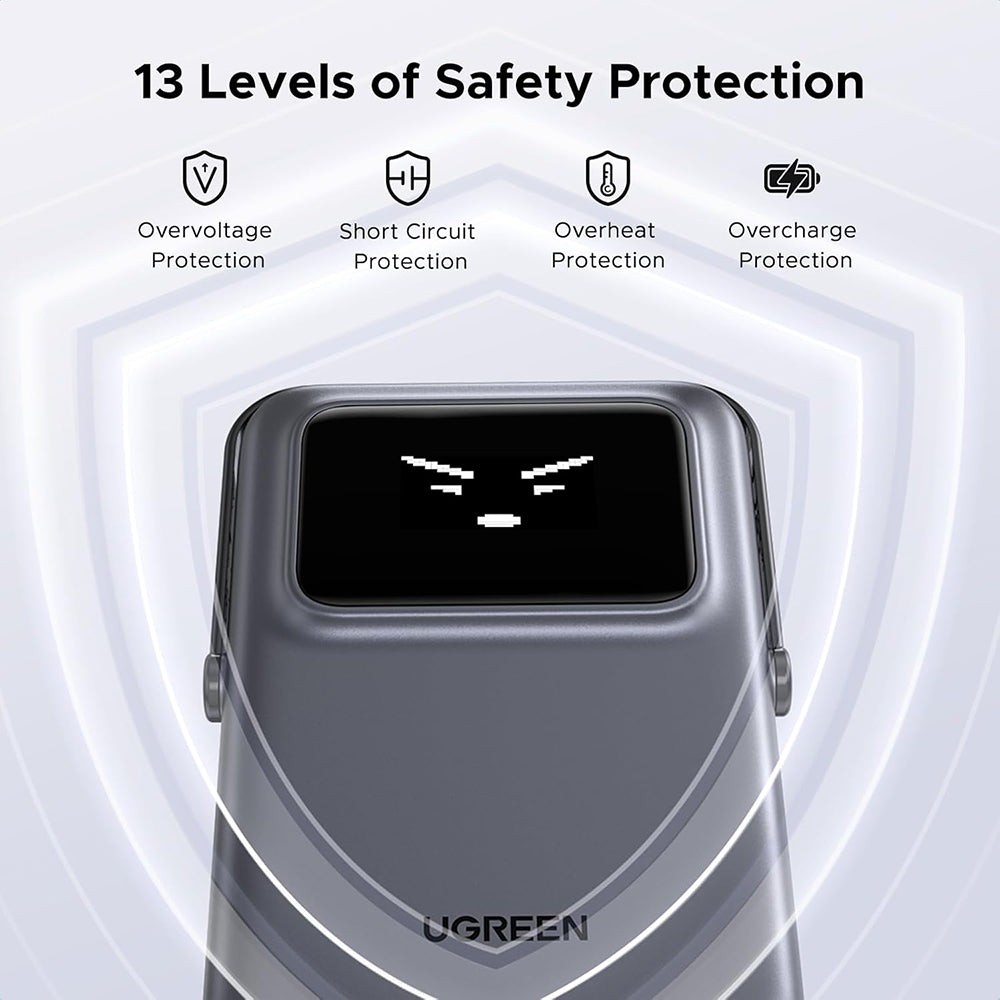 Vanjska bežična baterija UGREEN PB764 Uno, 10000mAh, 20W, PD + FQI, 1 x QI - 1 x USB-C, Siva